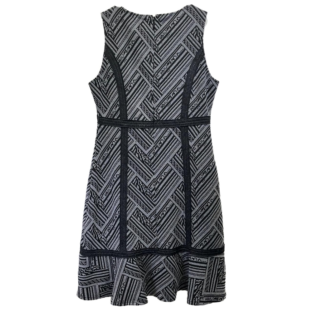 Tabitha Black Gray Womens Geometric Flared Flounce Hem Sleeveless Dress Size 8‎